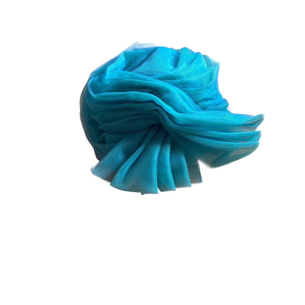 Vintage Turquoise Tulle Fabric Scarf Wrap Headband Hat Accessory